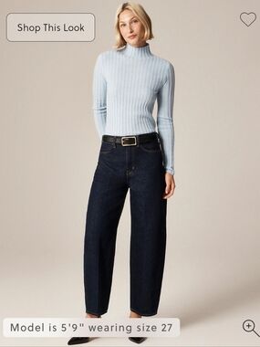 NWT J.Crew Women's Dark Indigo Barrel-leg jean Sz 27 $158